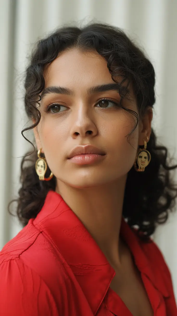 Best curly hairstyles 2026 Minimalist Curly Half-Up Sweep With Soft Twists