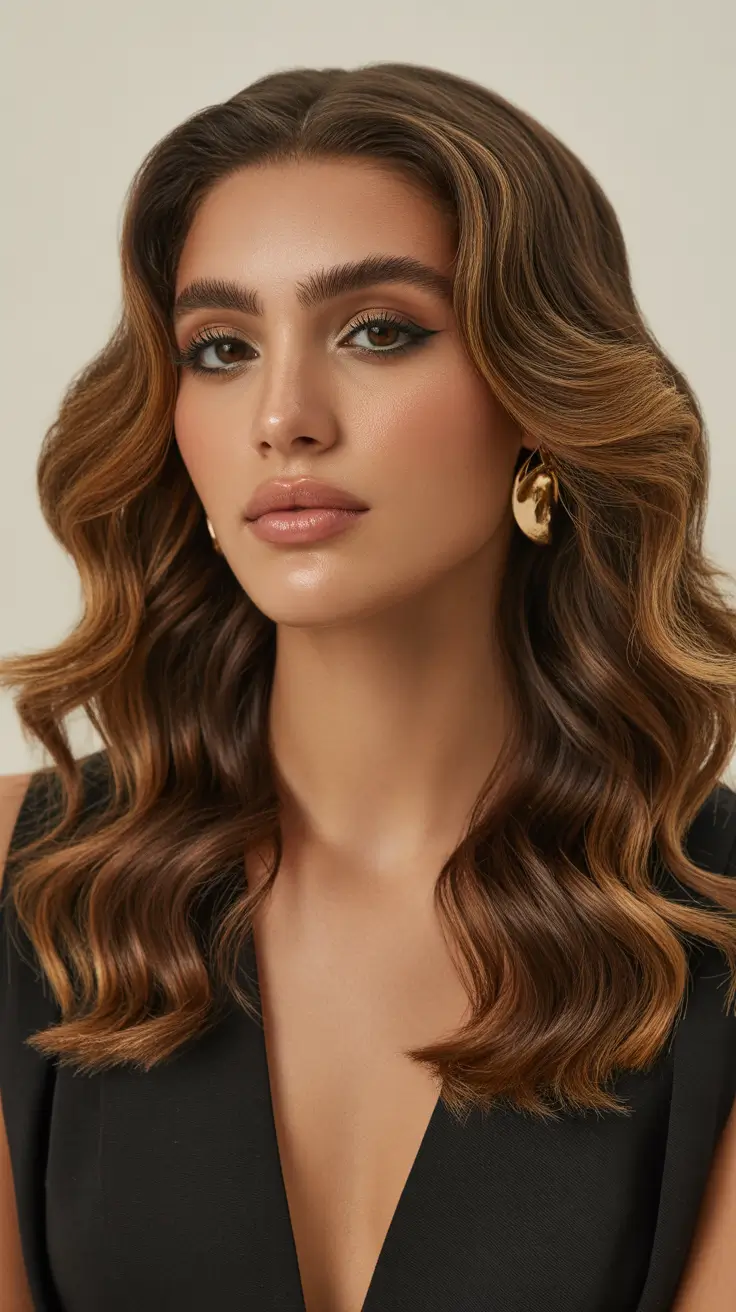 Best haircuts for medium hair 2026 Caramel Brunette Retro Waves