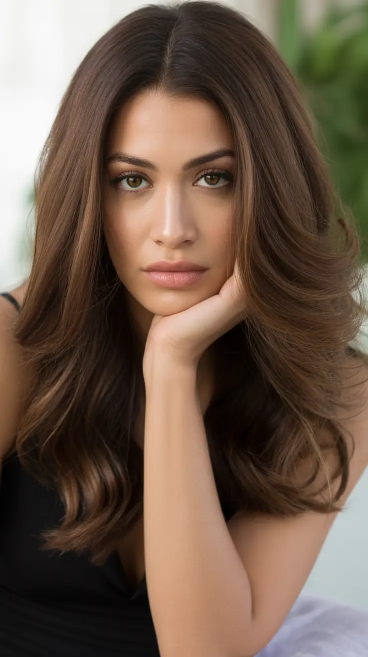 Best haircuts for medium hair 2026 Glossy Chestnut with Subtle Layers
