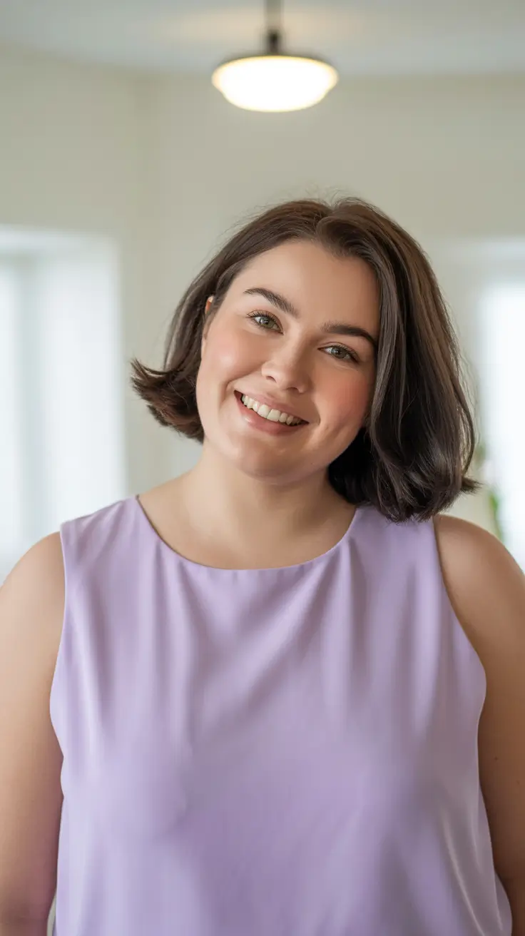 Best haircuts for plus size women 2026 Classic Short Bob with Natural Volume