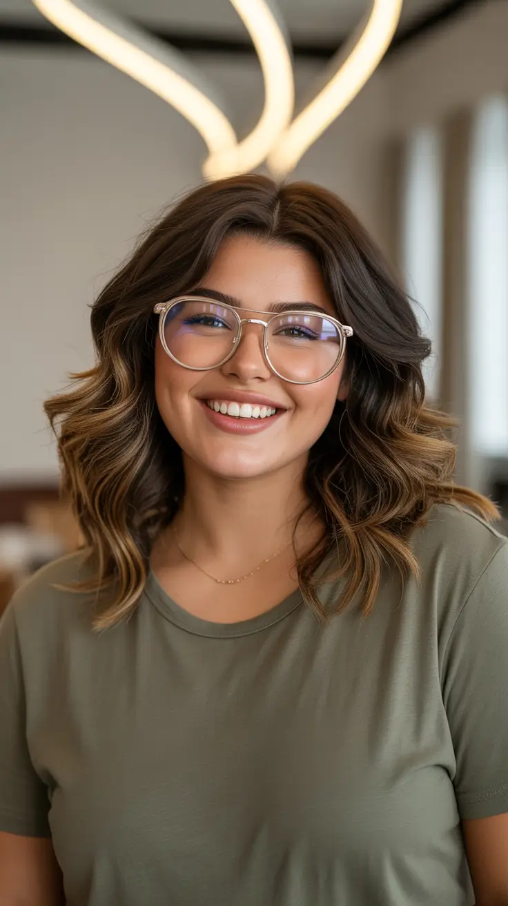 Best haircuts for plus size women 2026 Dimensional Layered Lob with Balayage Glow