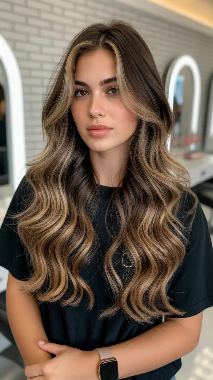 Best haircuts for thin fine hair 2026 Honey Brunette with Balayage Waves