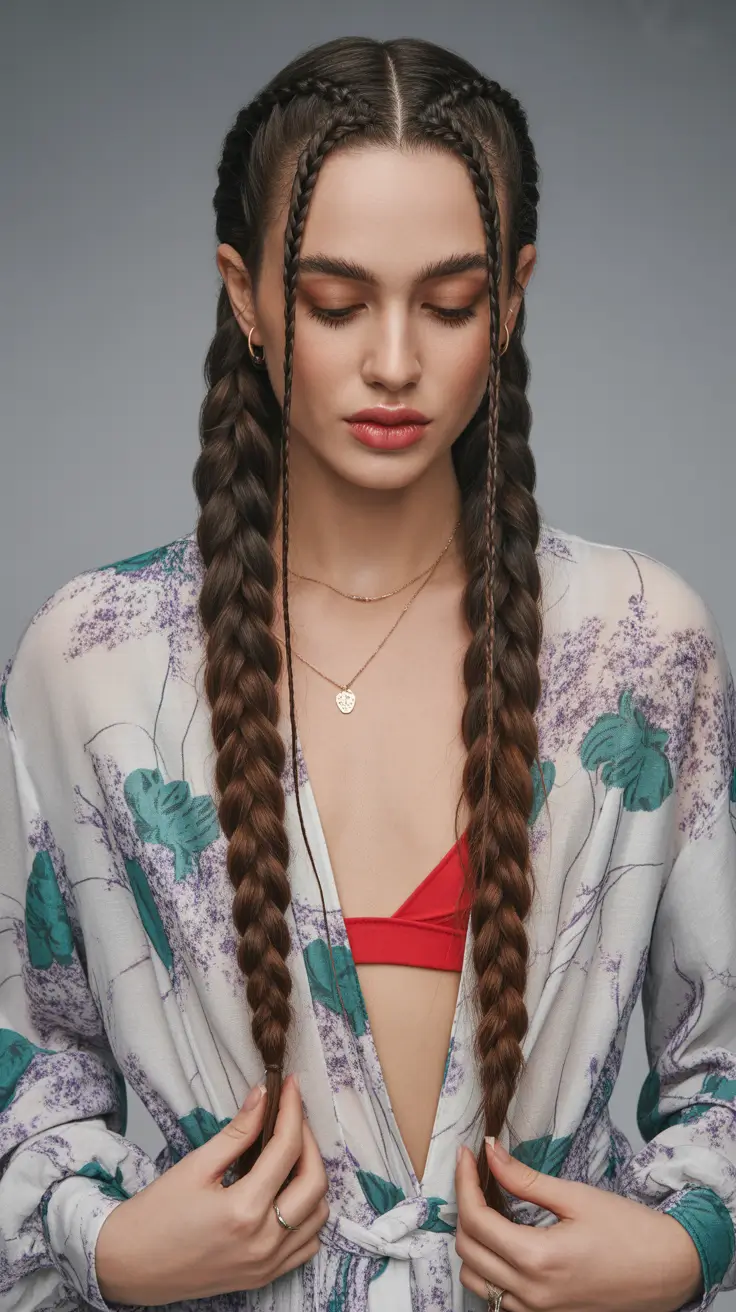 Braided hairstyles for women 2026 Double Dutch Drama