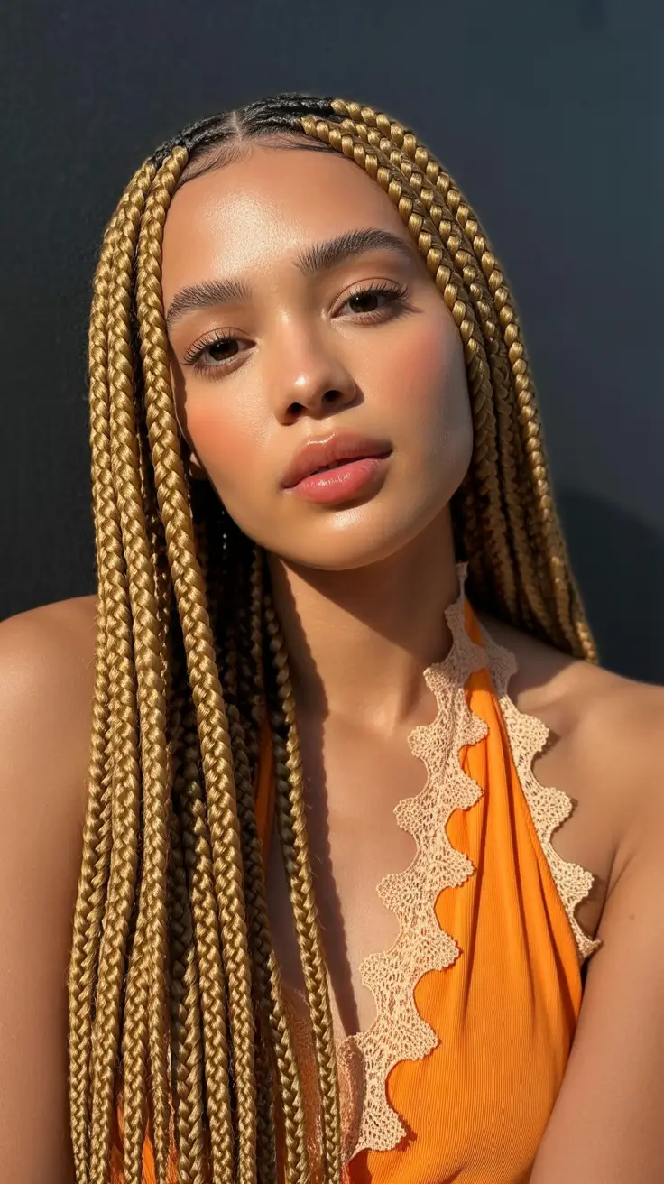 Braided hairstyles for women 2026 Golden Glow Box Braids