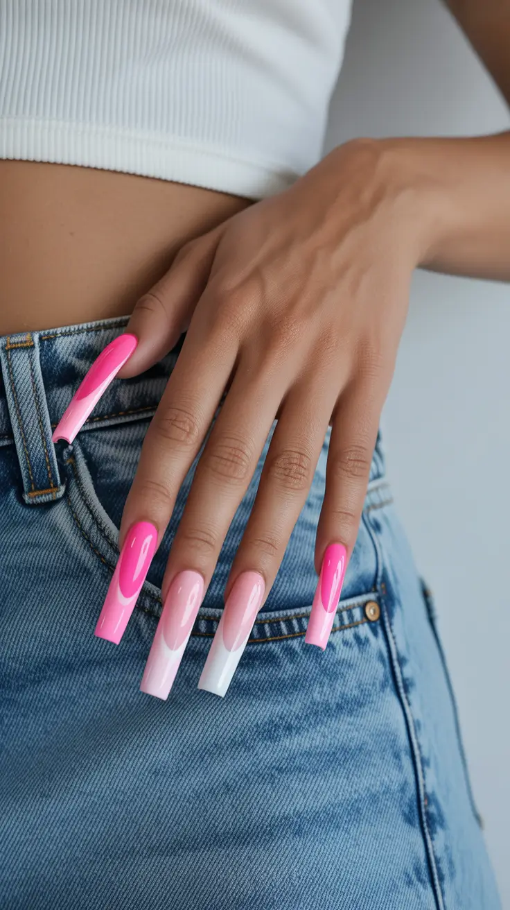 coffin nails ideas 2026 Soft Pink Glow With a Modern Twist