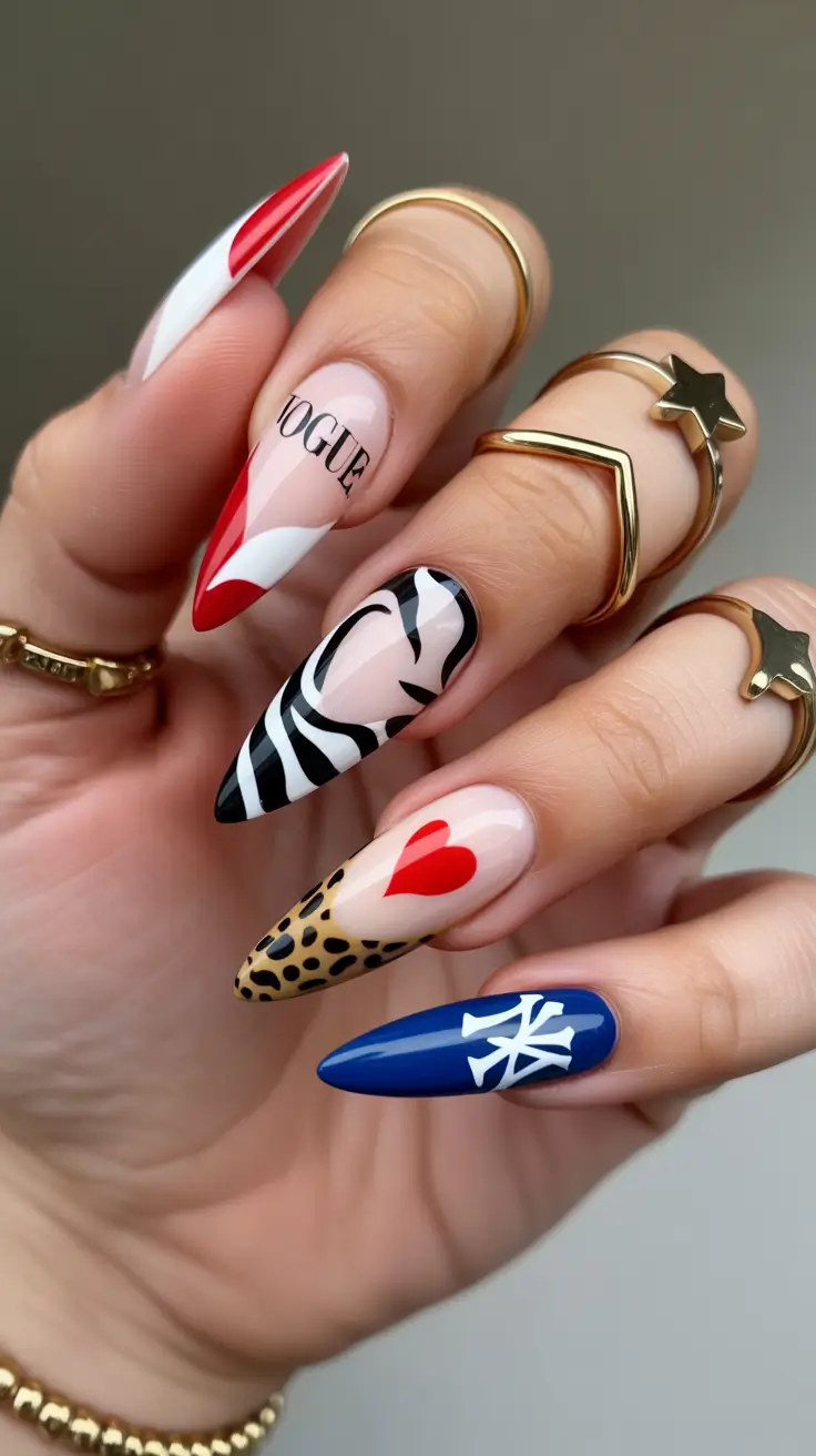 creative nail designs 2026 Editorial Mix-and-Match With Graphic Accents