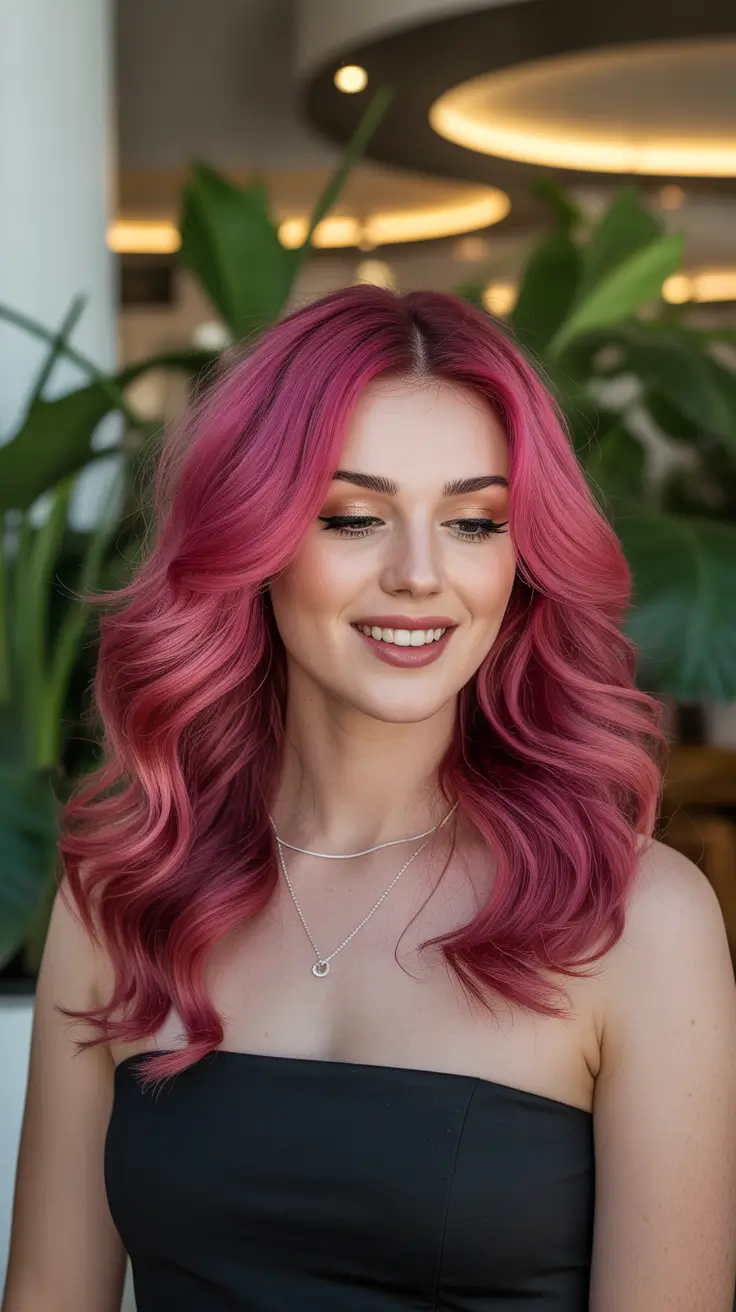Cute hairstyle ideas 2026 Playful Pink Waves