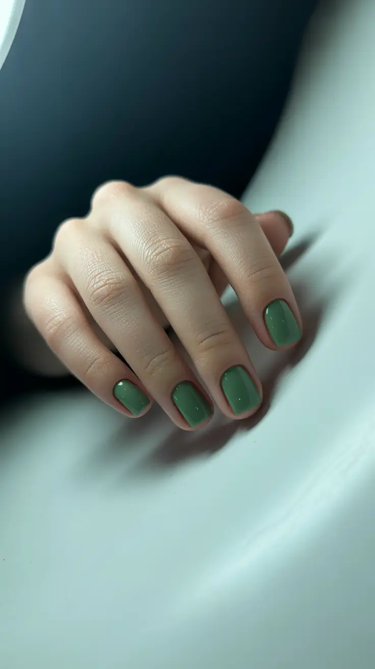 cute nails inspiration 2026 Moss Green Minimalism