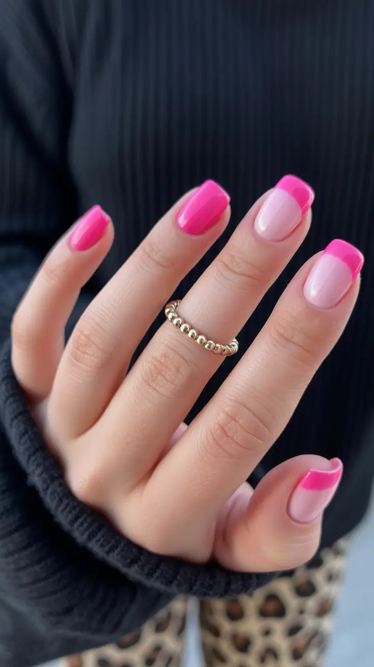cute nails inspiration 2026 Hot Pink French Glow-Up