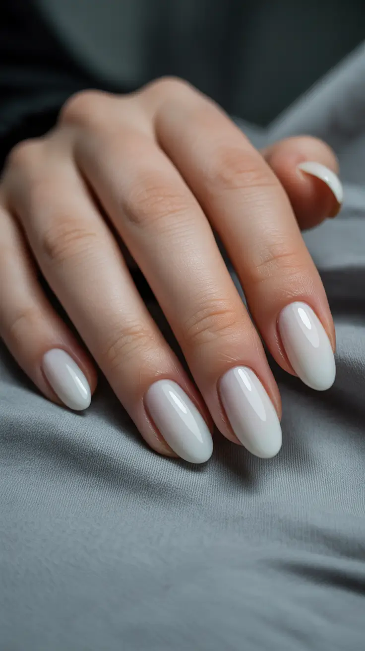 cute nails inspiration 2026 Milky Porcelain Almond