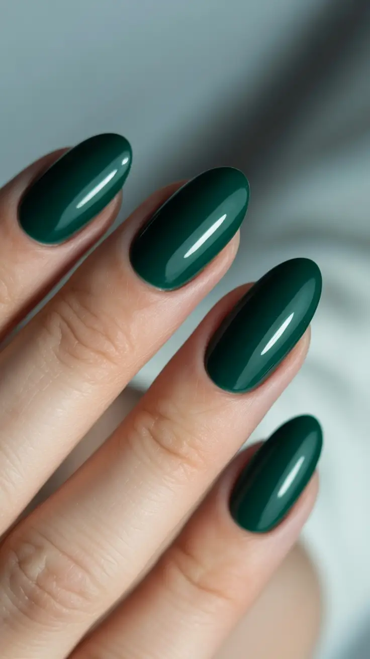 cute nails inspiration 2026 Deep Forest Green Gloss