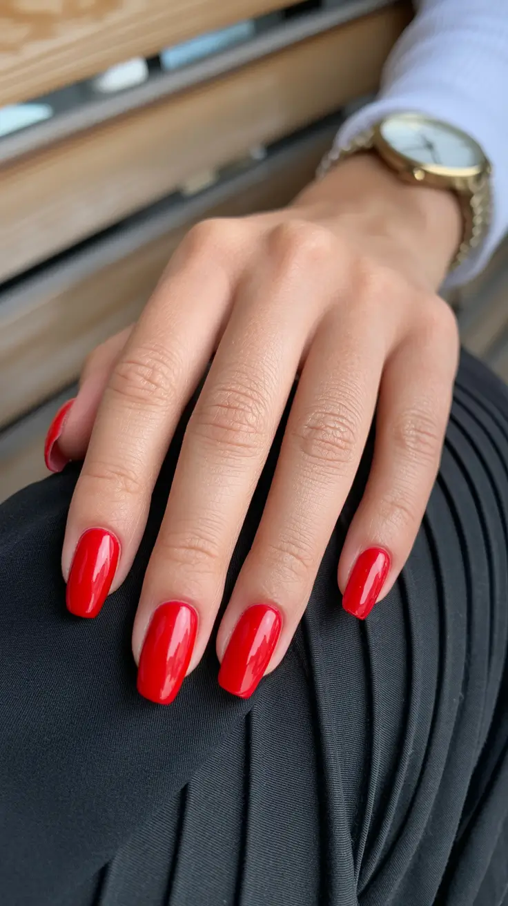 cute nails inspiration 2026 Classic Red Power Gloss