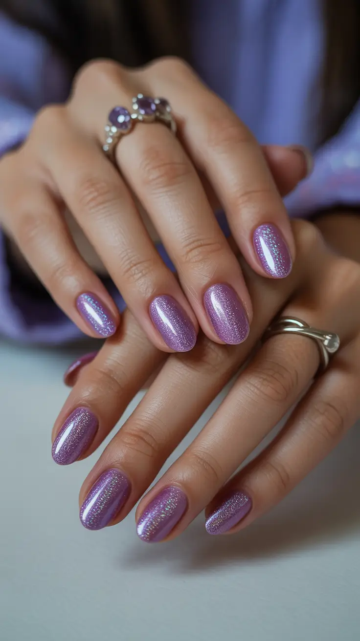 cute nails inspiration 2026 Iridescent Lilac Glow