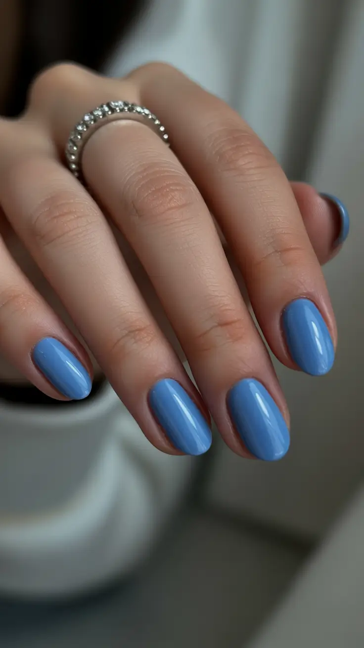 cute nails inspiration 2026 Cornflower Blue Calm