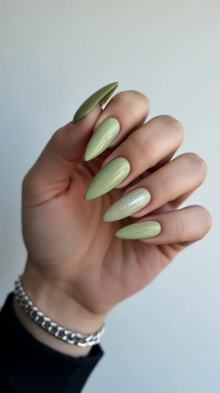 Elegant almond nails 2026 Soft Sage Elegance for the Minimalist Dreamer