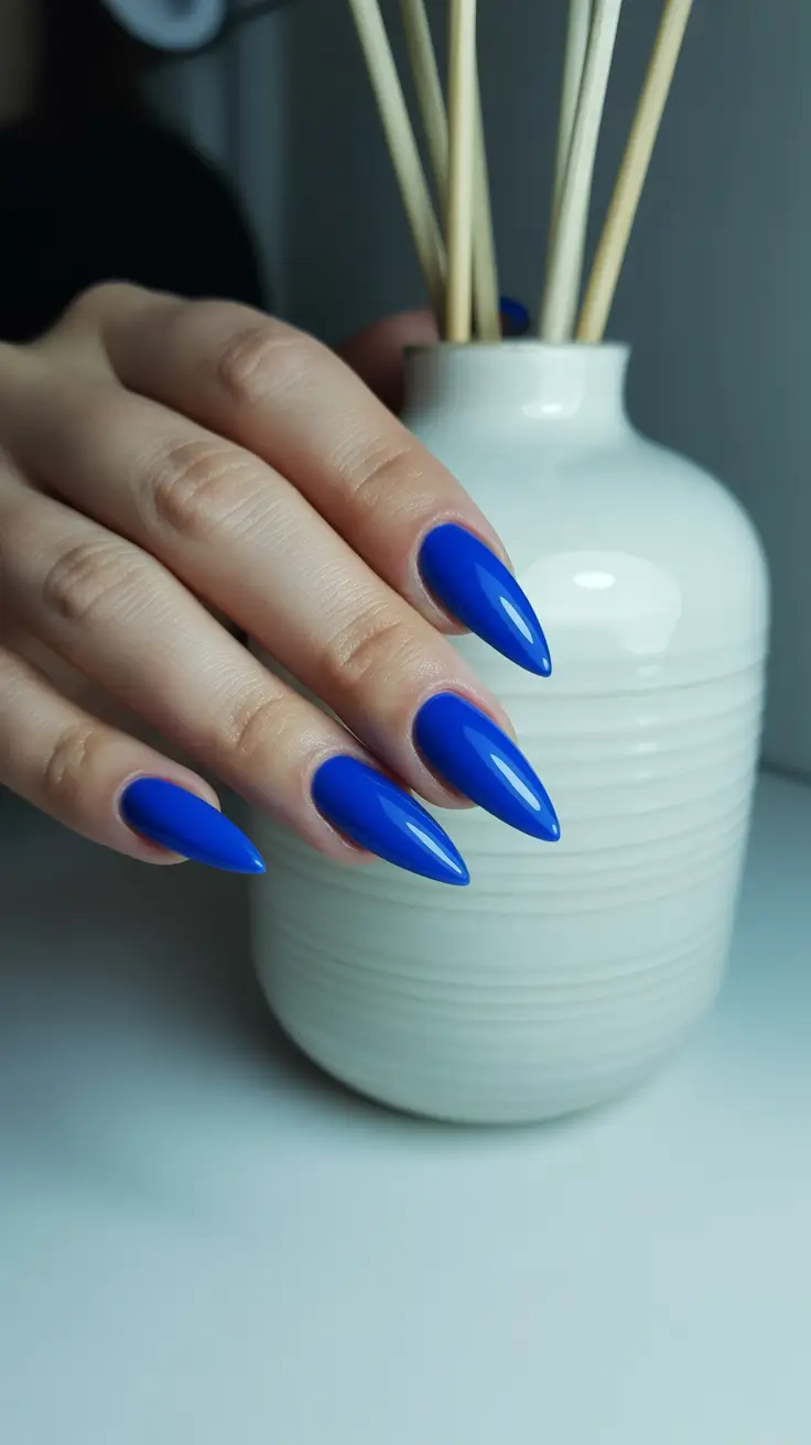 Elegant almond nails 2026 Royal Cobalt Blue for Statement Minimalism