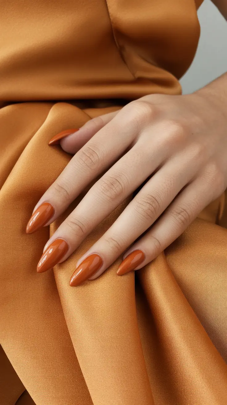 Elegant almond nails 2026 Warm Terracotta for Earthy Sophistication