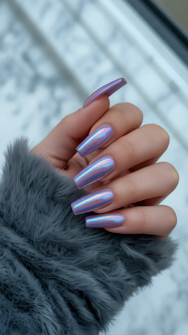 gel nail designs 2026 Iridescent Lavender Glow