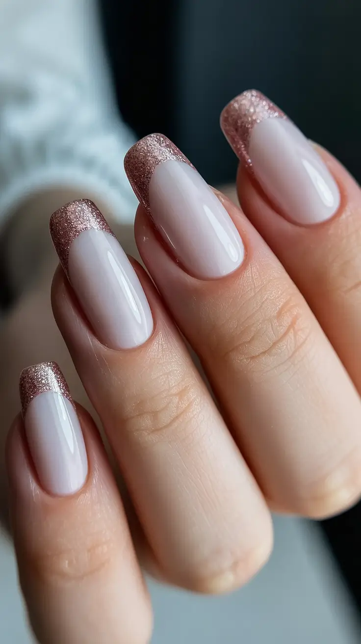 gel nail designs 2026 Rose Gold French