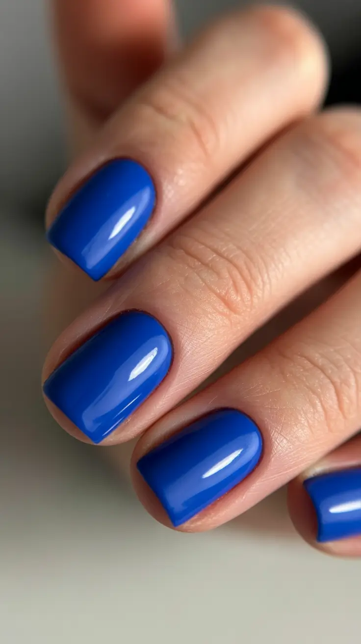 gel nail designs 2026 Classic Cobalt Blue