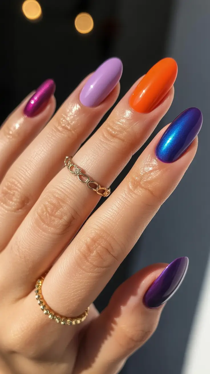 gel nail designs 2026 Sunset Spectrum Mix