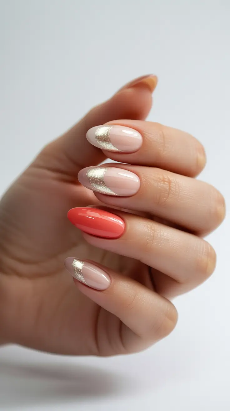 gel nail designs 2026 Golden Wave Minimalism