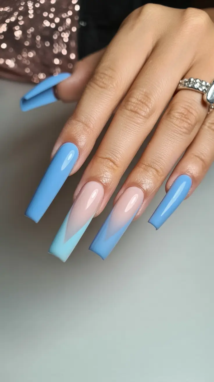 gel nail designs 2026 Ocean Fade Geometry