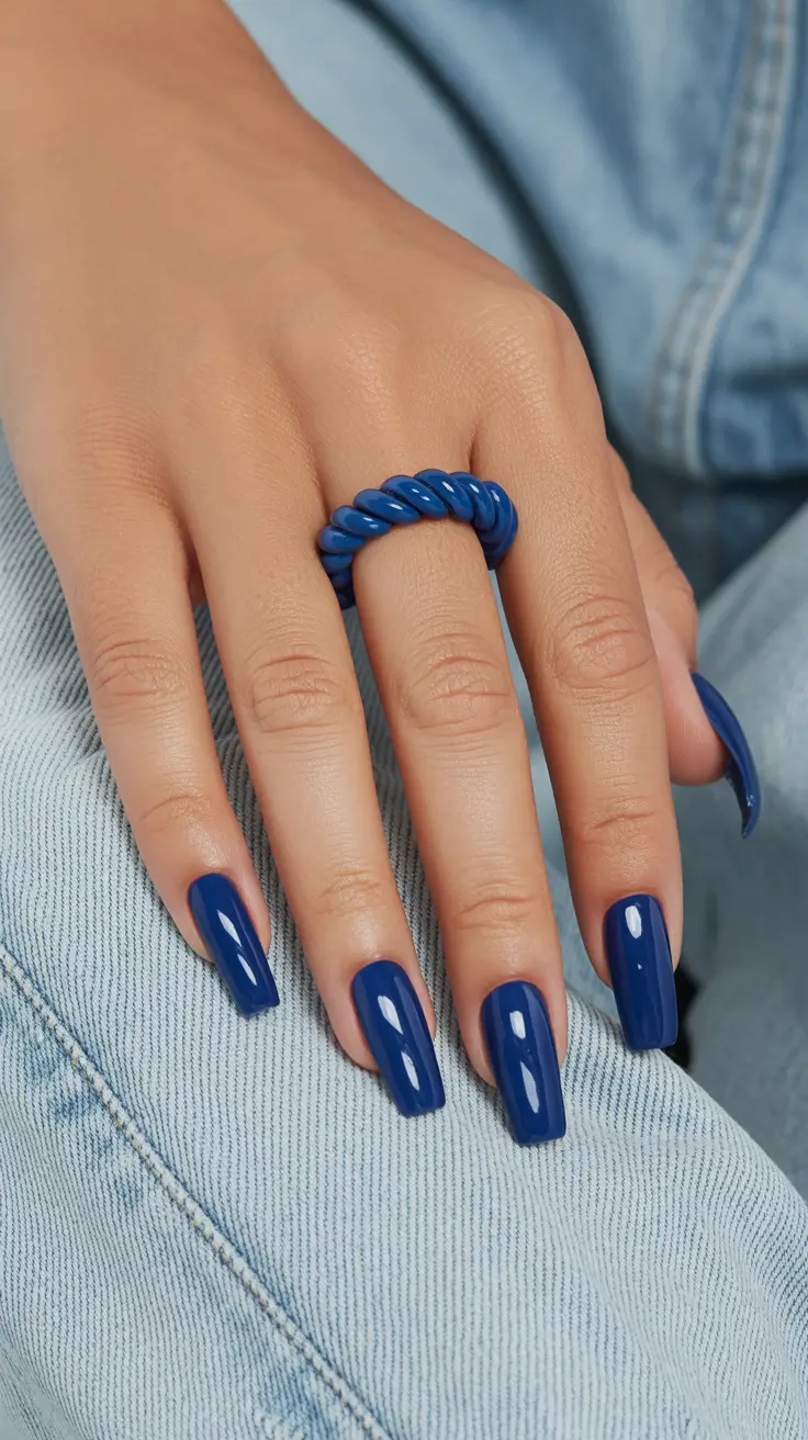 gel nail designs 2026 Deep Blue