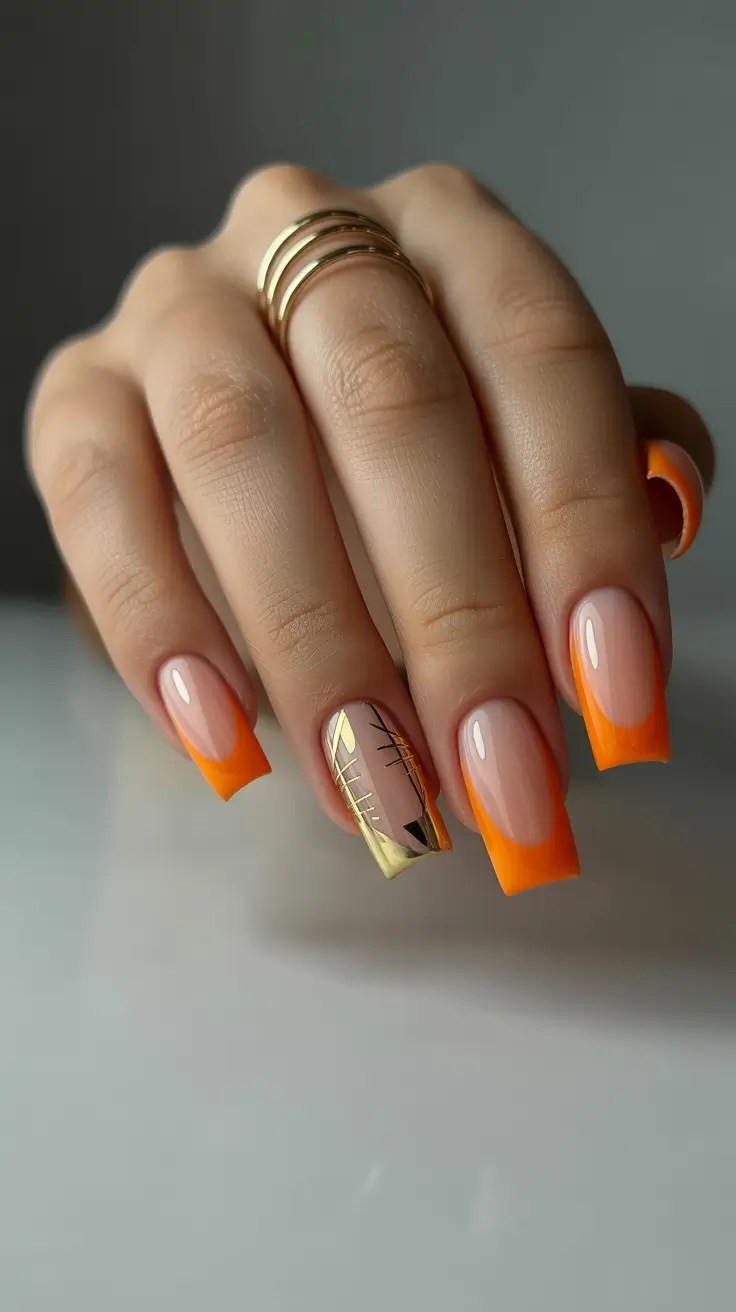 gel nail designs 2026 Neon Sunset French