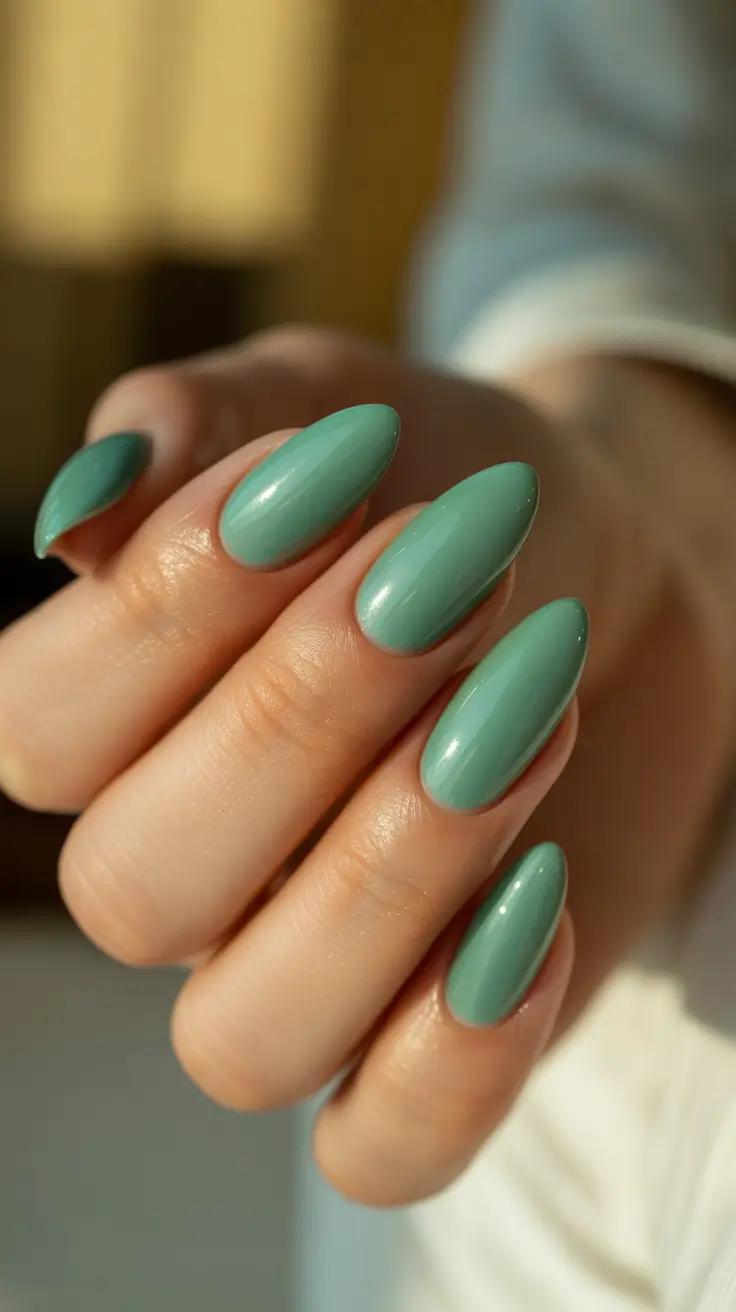 gel nail designs 2026 Soft Jade Minimalism