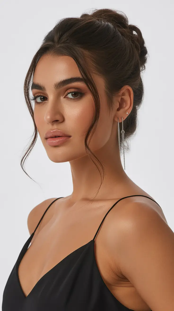 Latest cute hair trends 2026 Romantic Textured Updo With Soft Face-Framing Waves