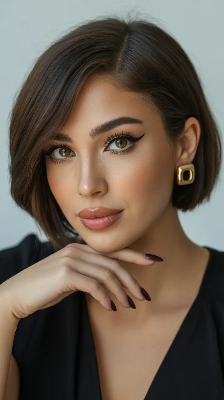 Latest cute hair trends 2026 Chic Short Bob With a Sharp Side Sweep
