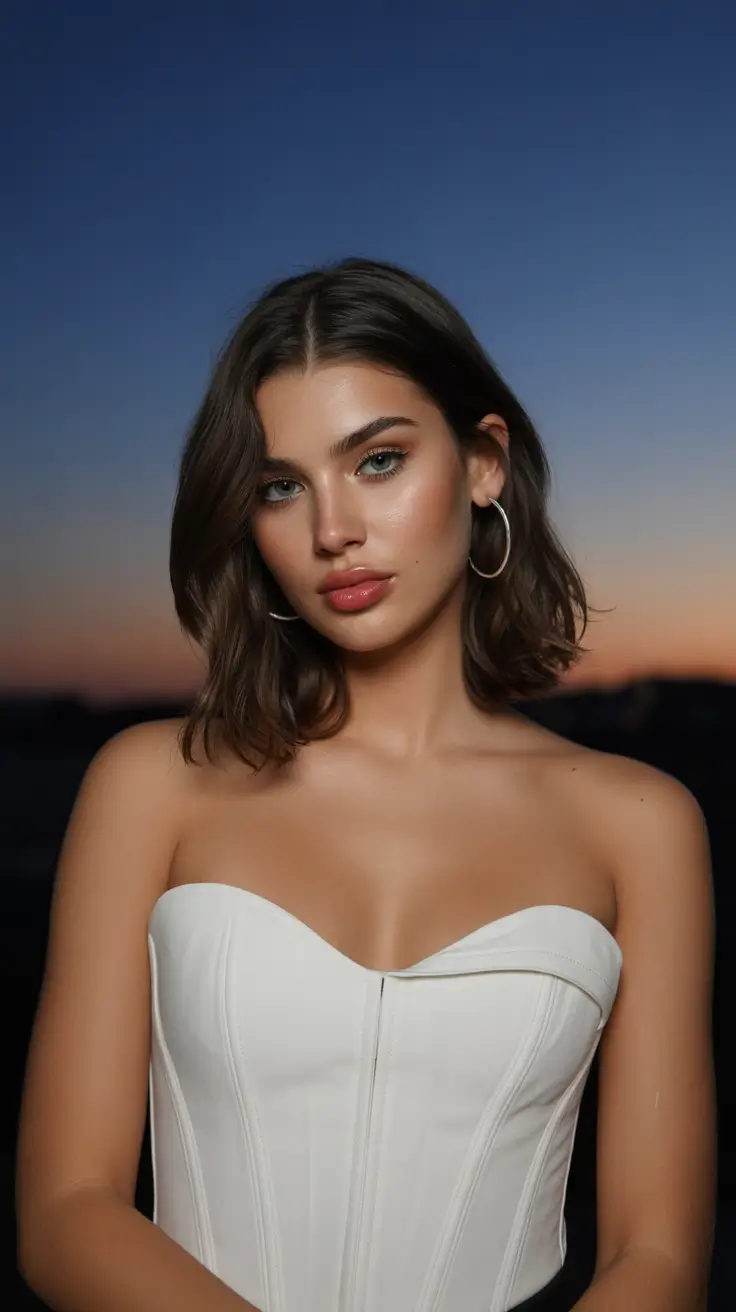 Latest cute hair trends 2026 Evening Bob With Soft Waves and Sunset Glow