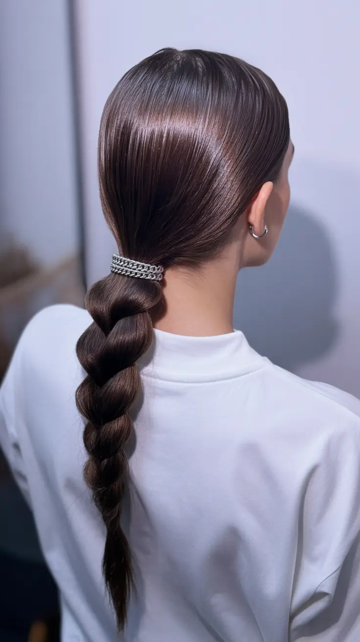 Latest cute hair trends 2026 Ultra-Sleek Bubble Braid With a Polished Finish