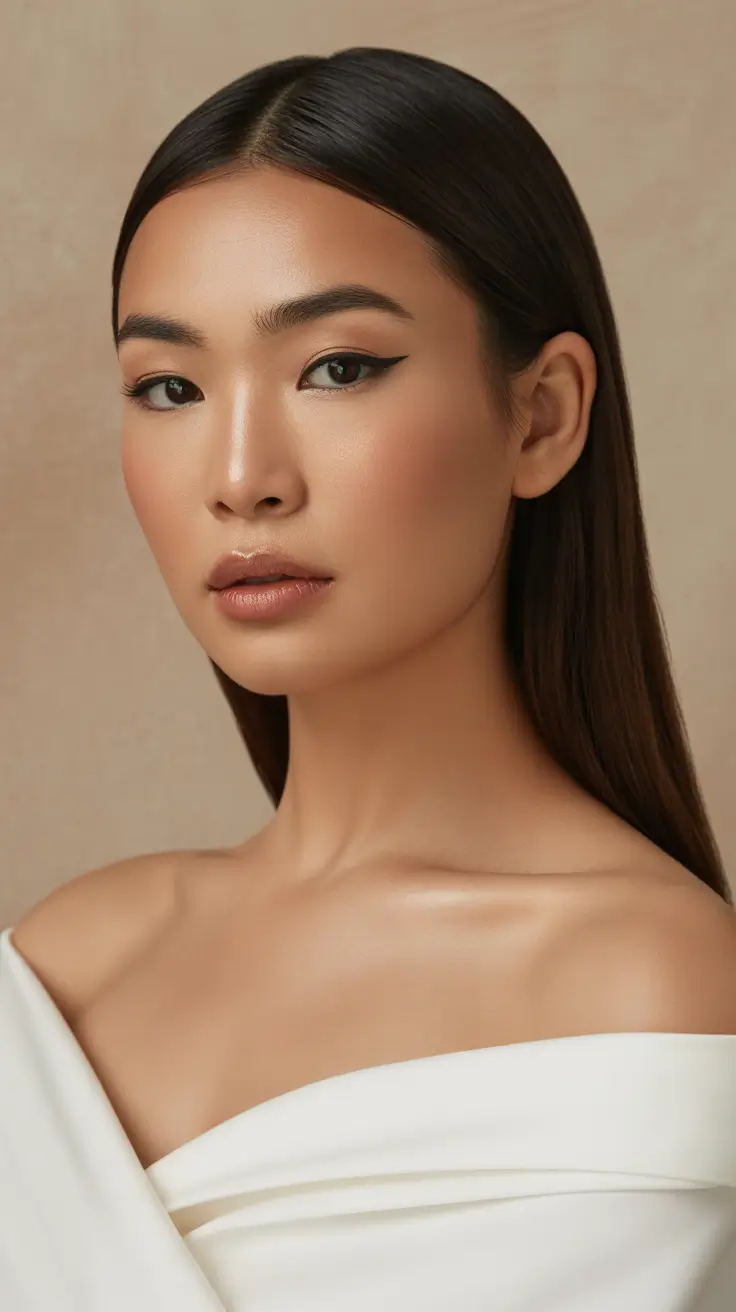 Latest cute hair trends 2026 Glossy Straight Elegance With a Clean Center Part