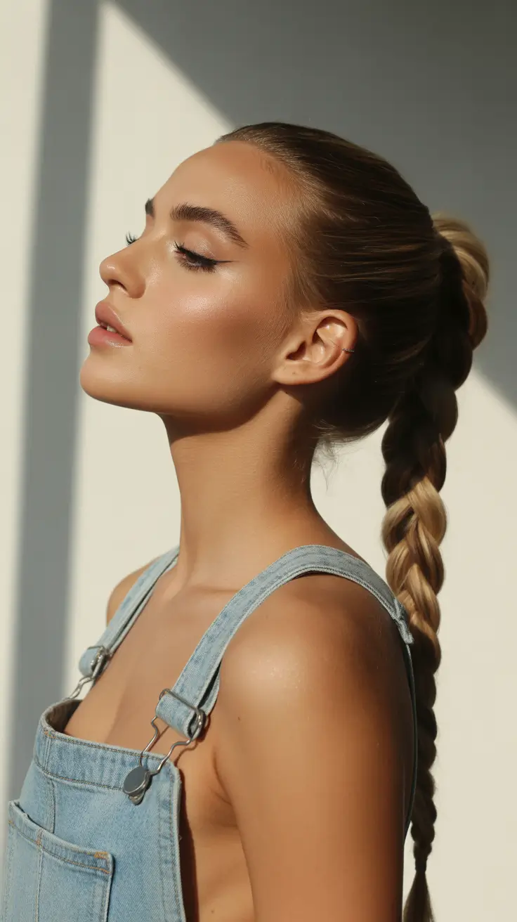 Latest cute hair trends 2026 Long Sculpted Braid With Sunlit Highlights