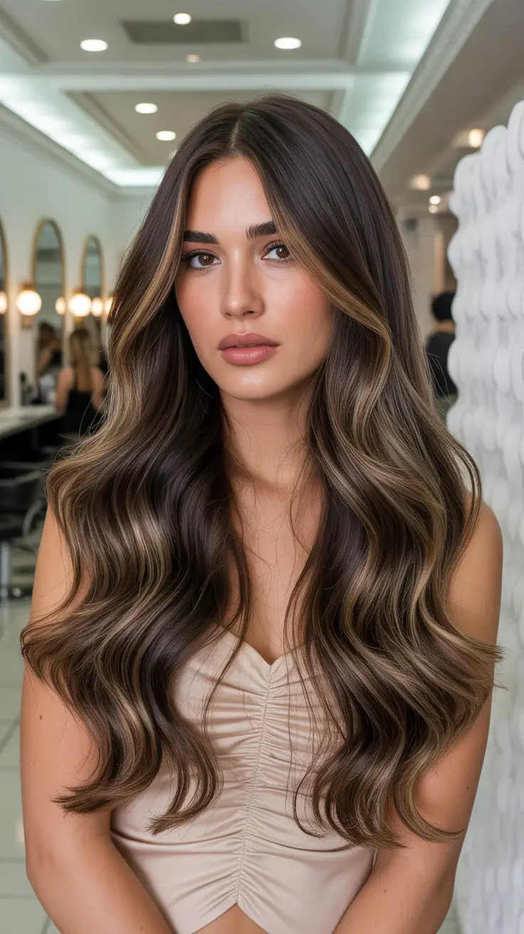 Layered haircuts for long hair 2026 Ultra-Long Balayage with Butterfly Layers