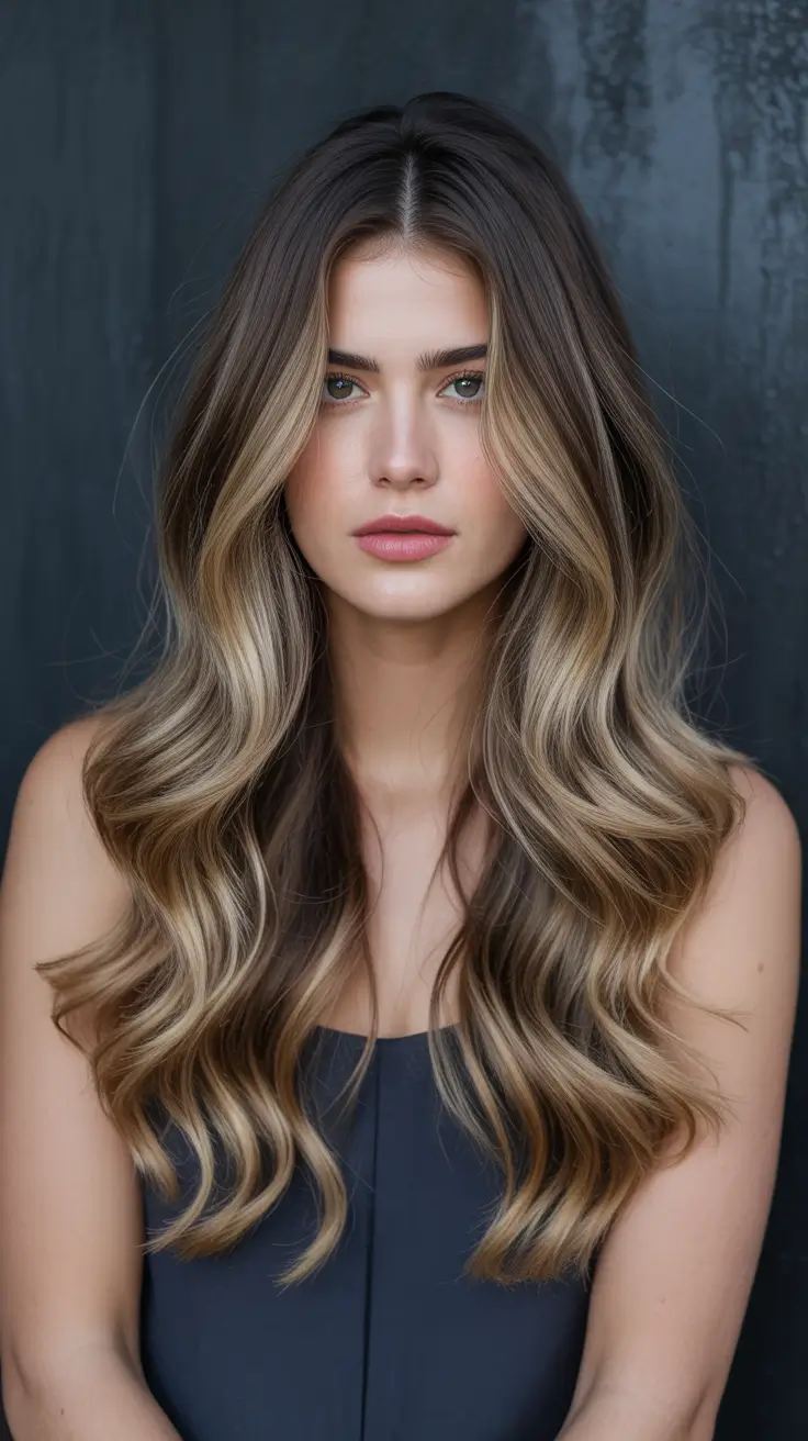 Layered haircuts for long hair 2026 Soft Caramel Layers with Center Part