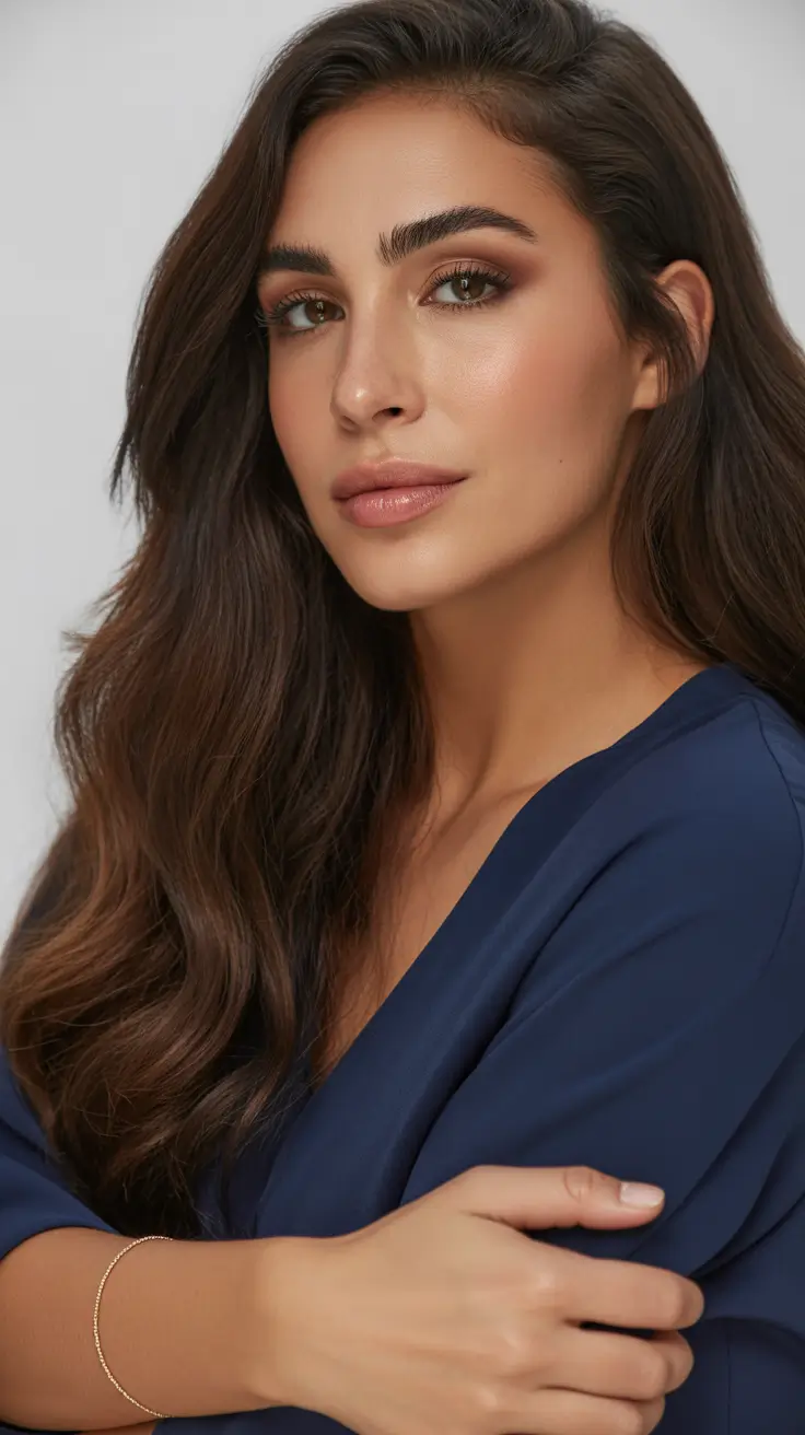 Layered haircuts for long hair 2026 Glossy Espresso Layers with Minimal Styling