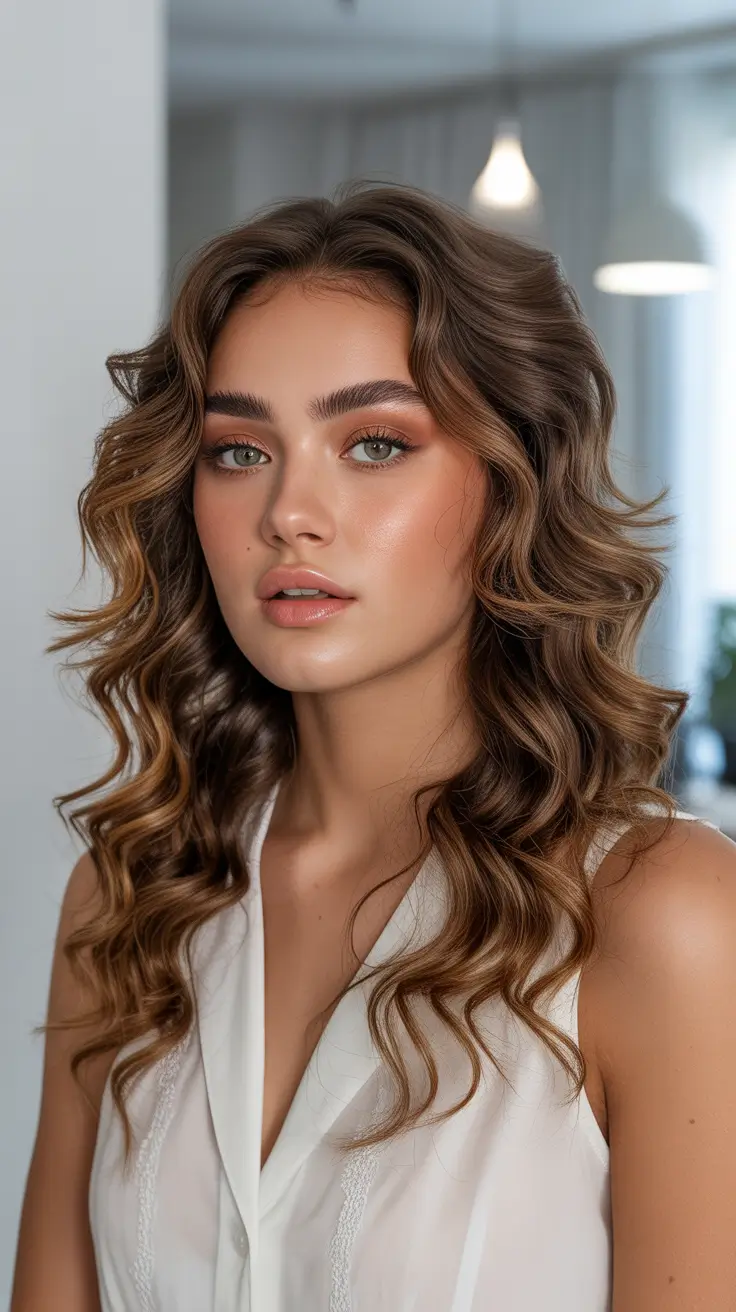 Medium length hair ideas 2026 Soft Bronze Curls With Natural Volume