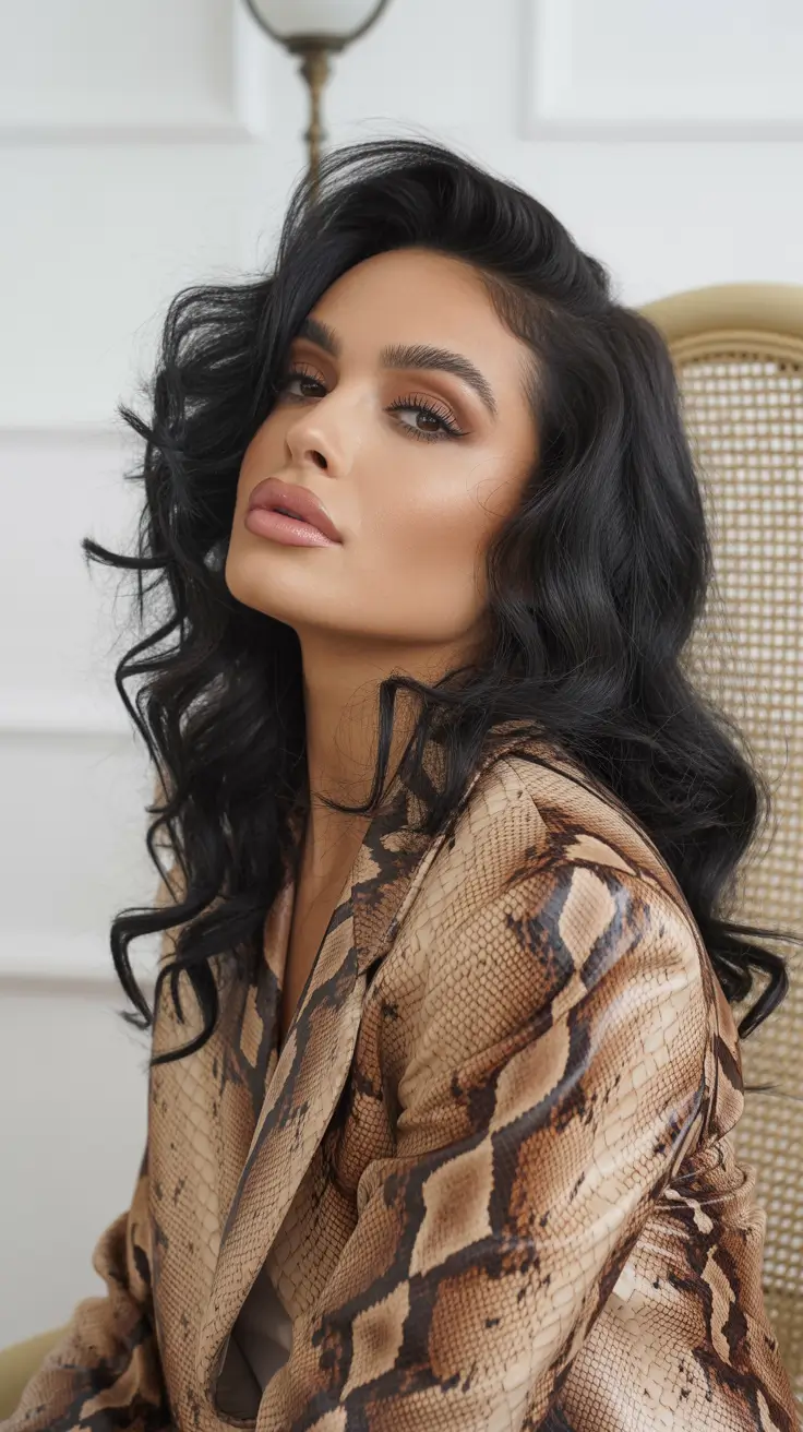 Medium length hair ideas 2026 Deep-Set Glam Curls With Dramatic Side Lift
