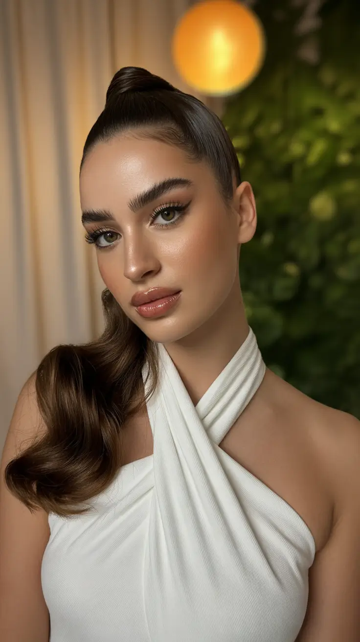 Medium length hair ideas 2026 Sleek High Pony With Sculpted Waves