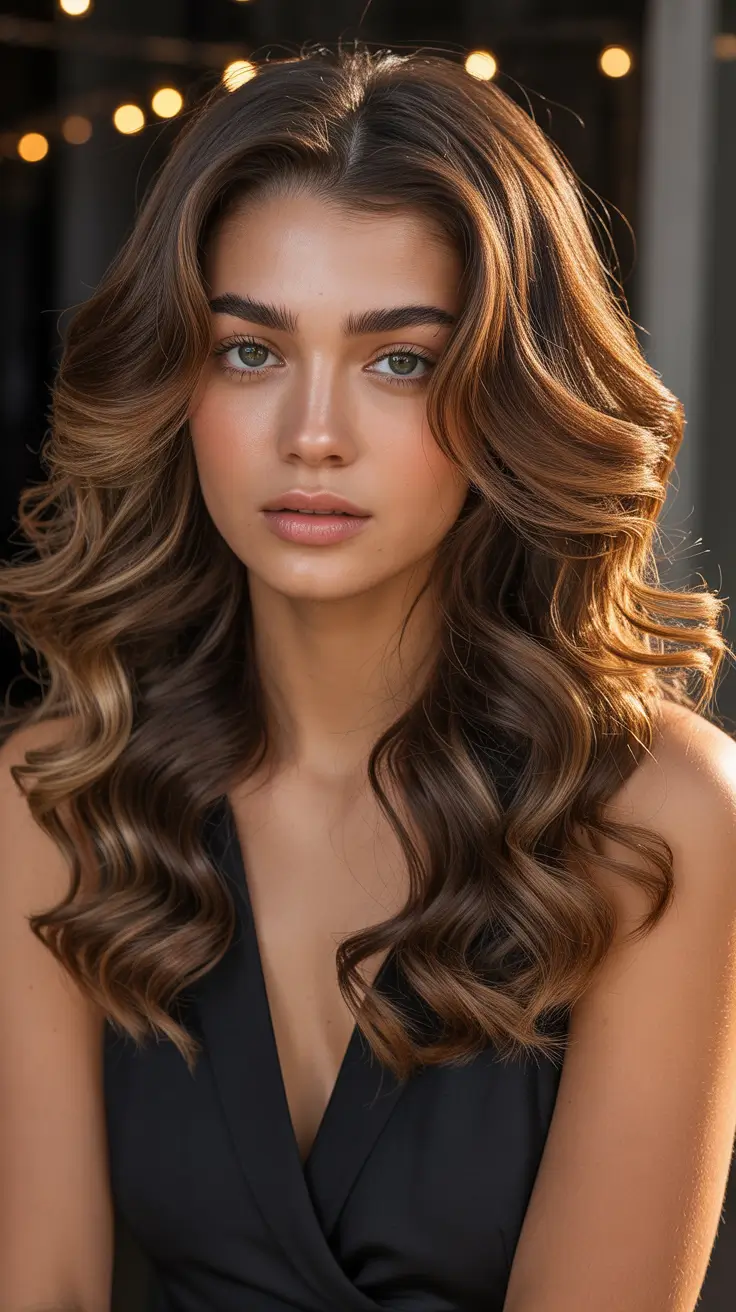 Medium length hair ideas 2026 Golden Brunette Curls With Dimensional Layers