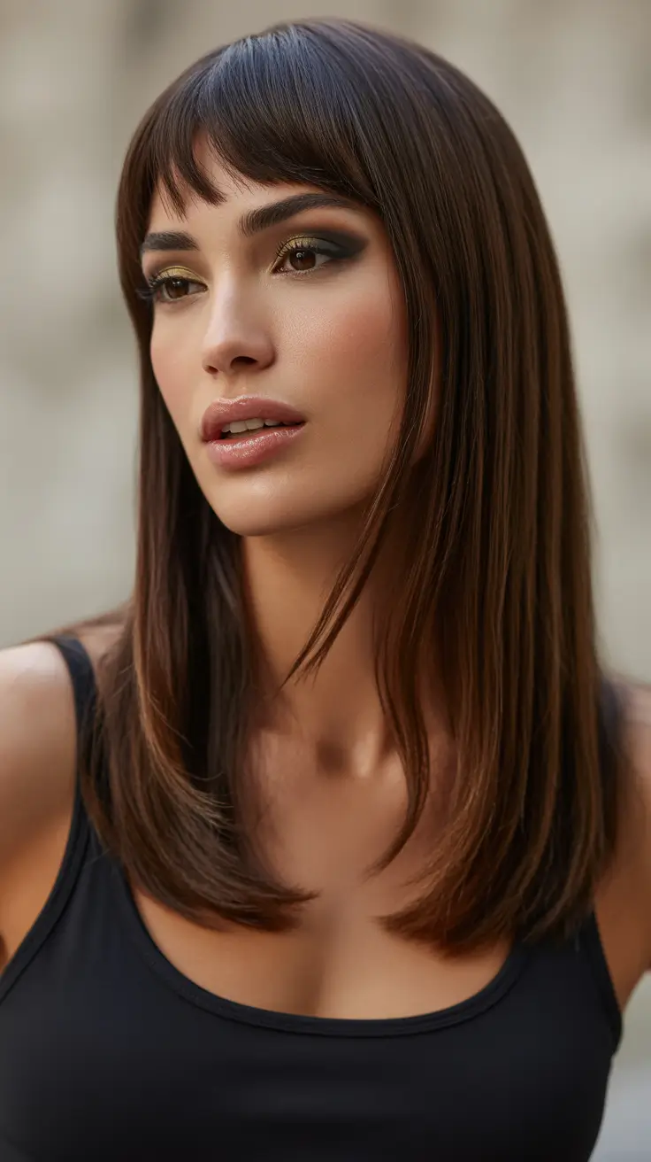 Medium length hair ideas 2026 Straight Layers With Soft Fringe