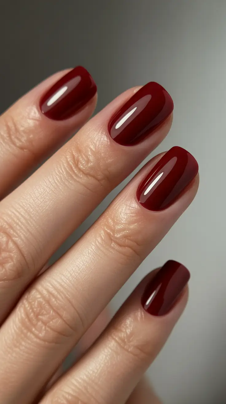 minimalist simple nails 2026 Short Burgundy Chic