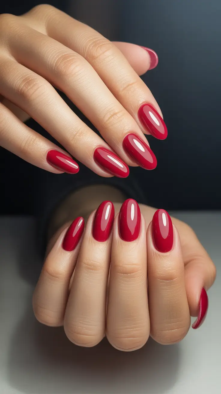 minimalist simple nails 2026 Crimson Almond Luxury