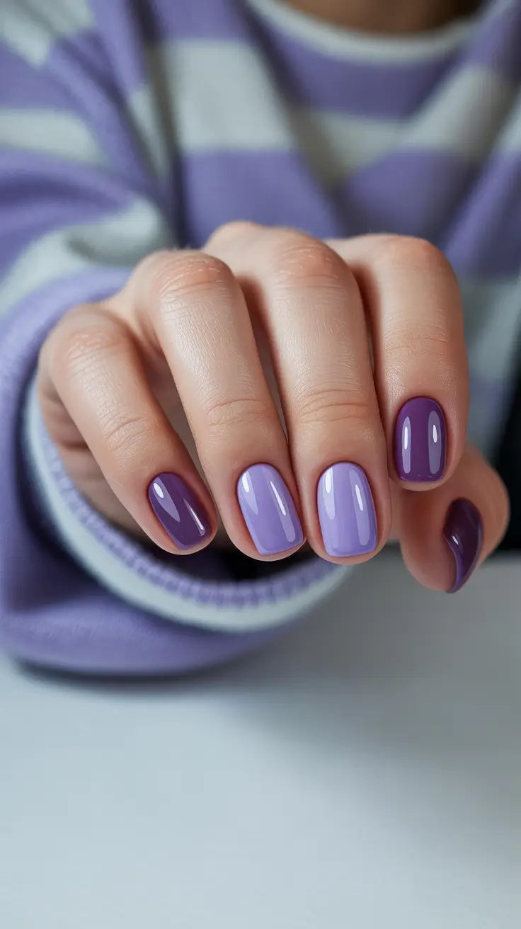 minimalist simple nails 2026 Lavender Gradient Short Gloss