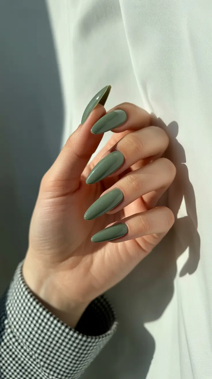 minimalist simple nails 2026 Sage Almond Calm