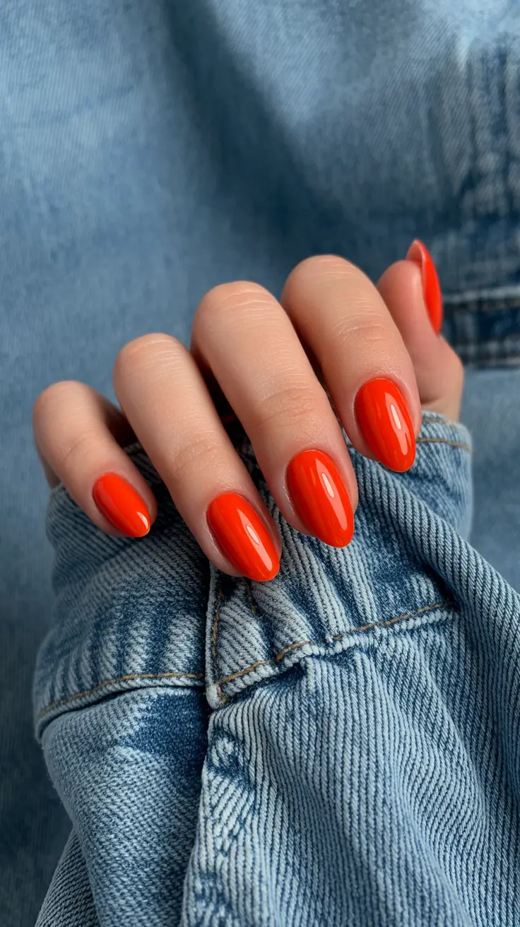 minimalist simple nails 2026 Bright Cherry Short Oval