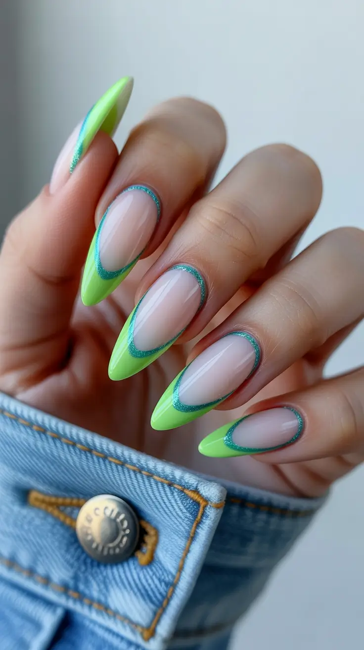 modern French nails 2026 Fresh Lime Contour French